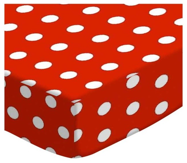 SheetWorld Fitted Basket Sheet, Polka Dots Red, Made In USA