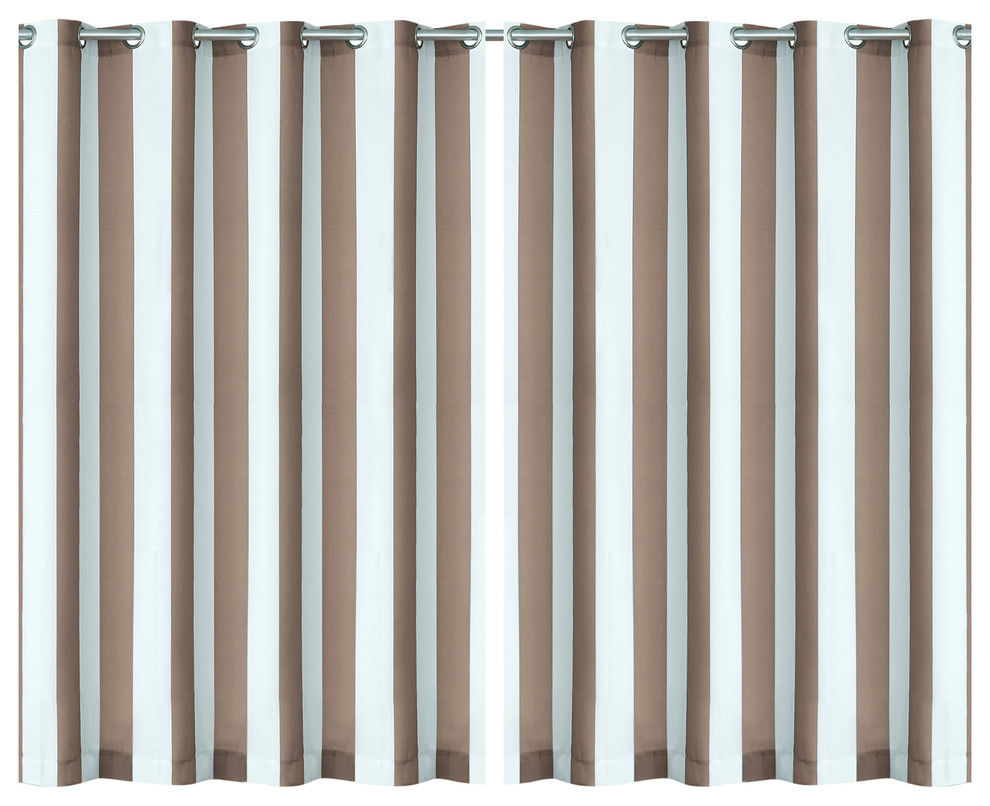 Aiden Stripe Indoor/Outdoor Window Panel Contemporary Curtains by