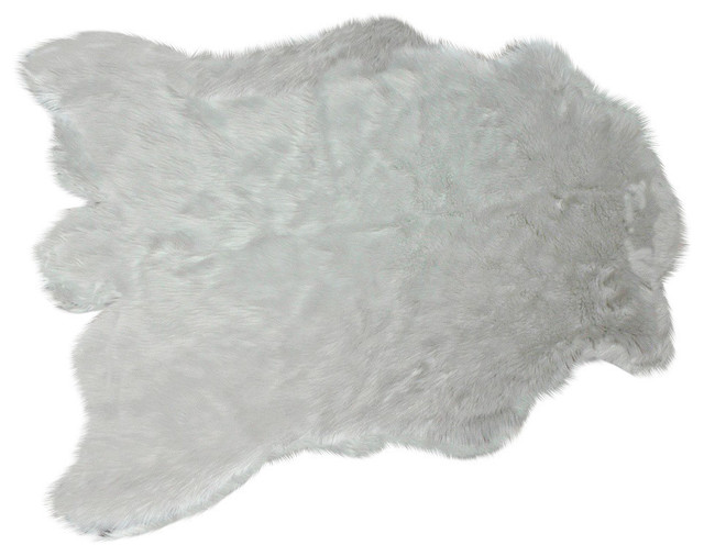 Warm White Faux Fur Toss Rug, 3'x5'