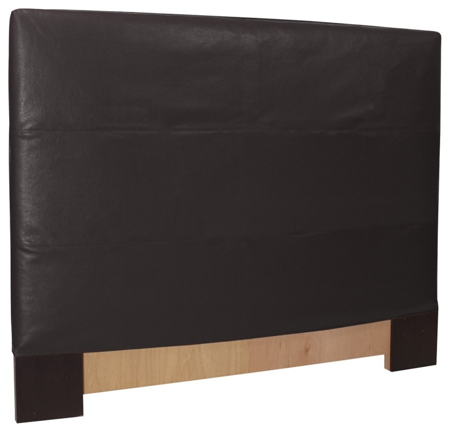Black Faux Leather Cover FQ Headboard Slipcover