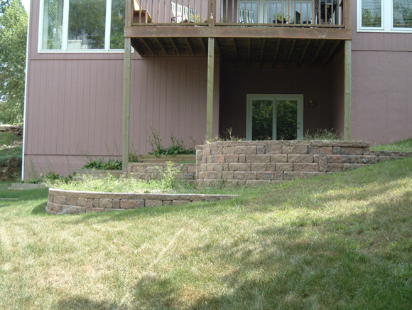 Inspiration for a country backyard garden in Kansas City with a retaining wall.