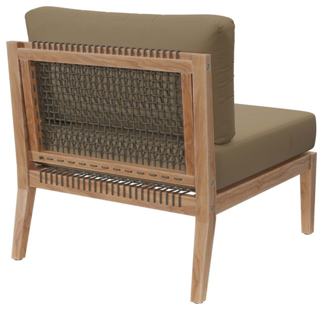 Modway Clearwater Teak Wood and Fabric Outdoor Armless Chair in Gray ...