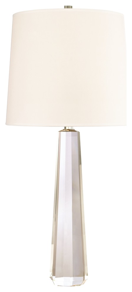 Taylor 1-Light 29" Table Lamp, Polished Nickel, White Faux Silk Shade