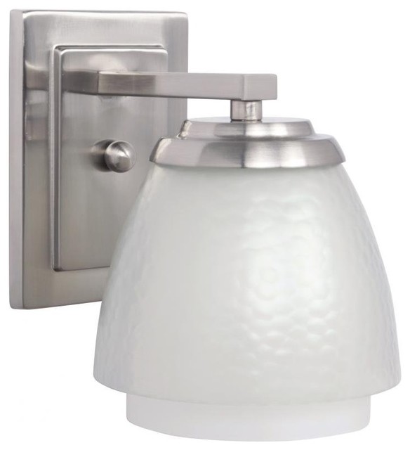 Craftmade Bathroom Sconce With Opal Glass Shades, Brushed Polished Nickel Finish