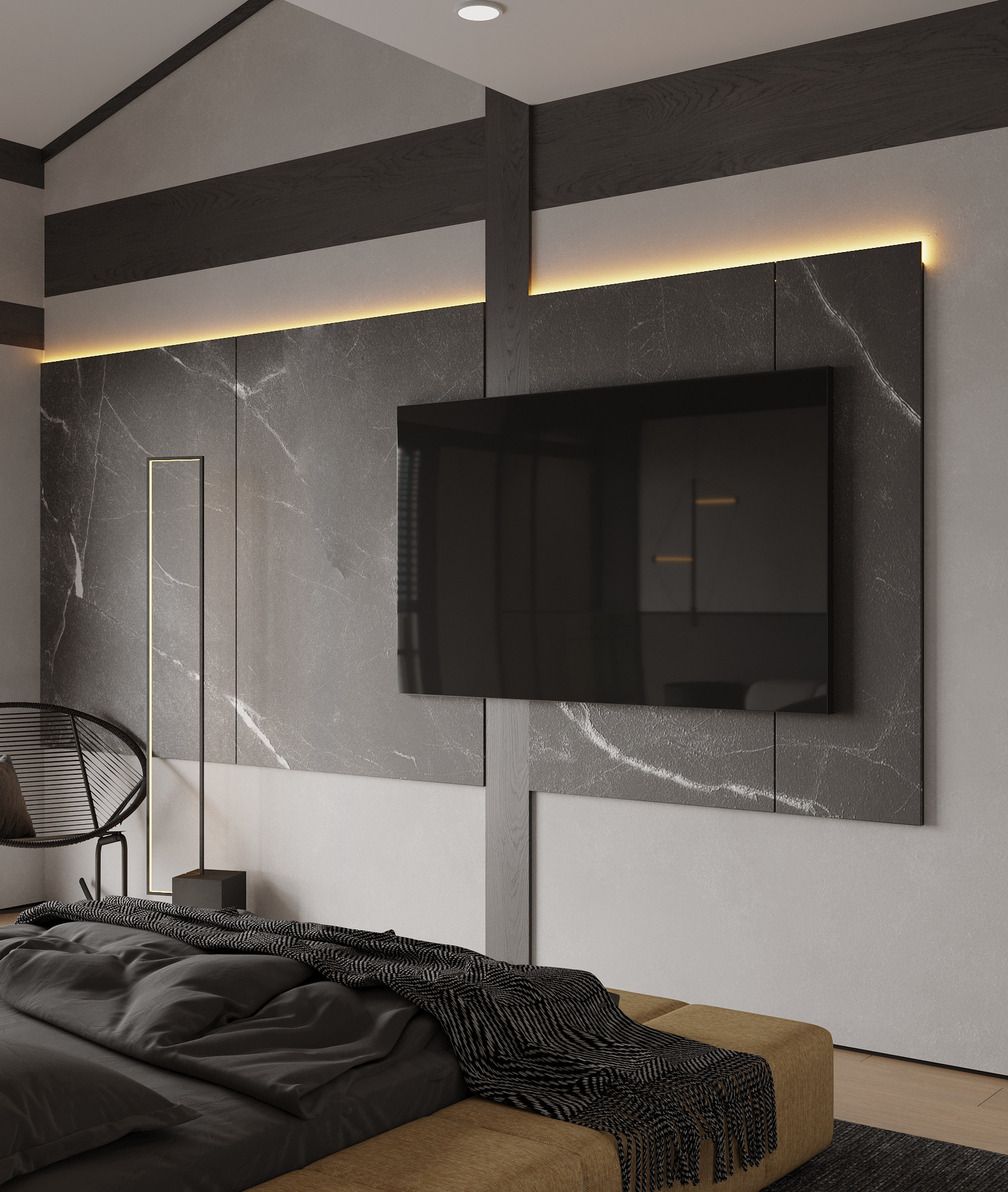 дизайн спальни с телевизором и шкафом | Дзен