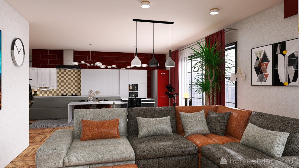 Совмещенная кухня и зона отдыха