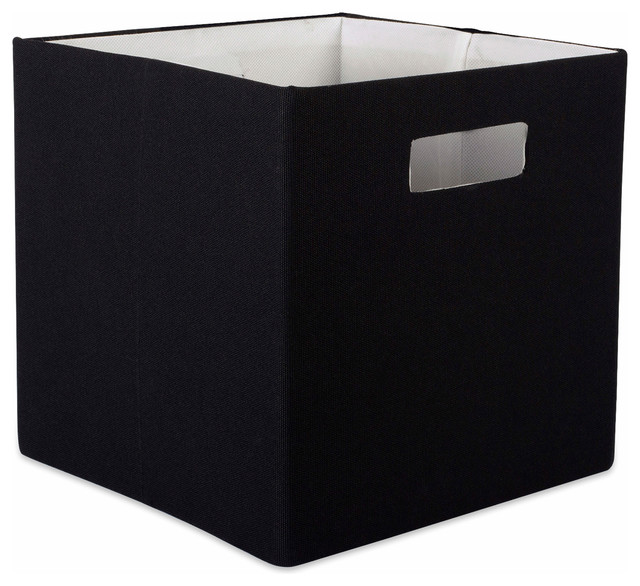DII Polyester Cube Solid Black Square 11x11x11" Contemporary