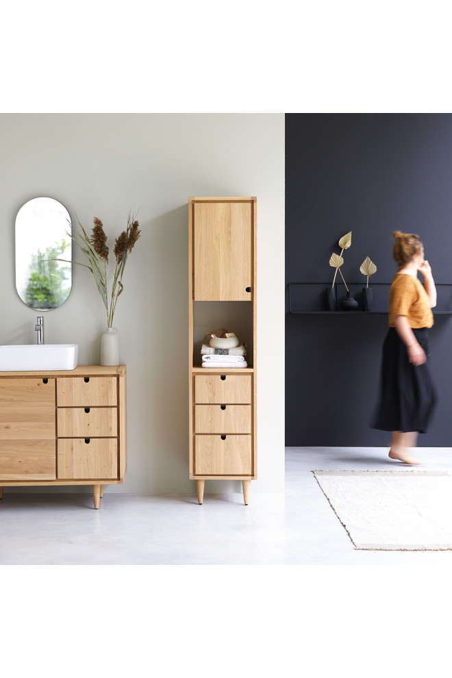 Solid Oak Tall Bathroom Cabinet | Tikamoon Jonak - Midcentury - Bathroom  Cabinets - by Oroa - European Furniture | Houzz