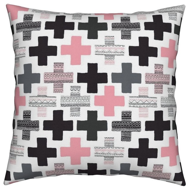 Girls Geo Geometric Aztec Plus Sign Cross Throw Pillow