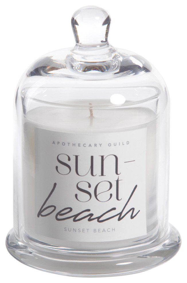Sunset Beach Scented Candle Jar With Glass Dome
