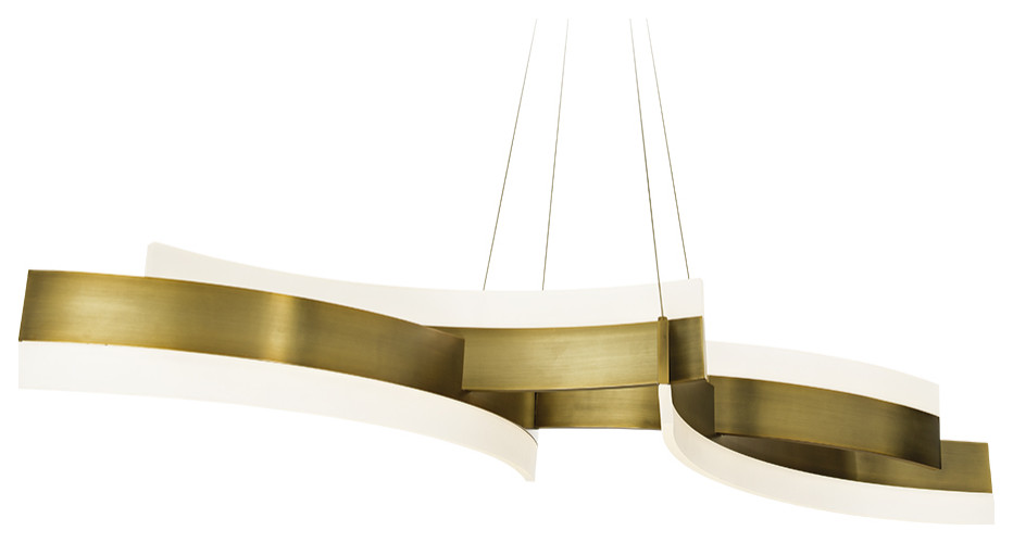 Arcs LED Linear Pendant, Aged Brass