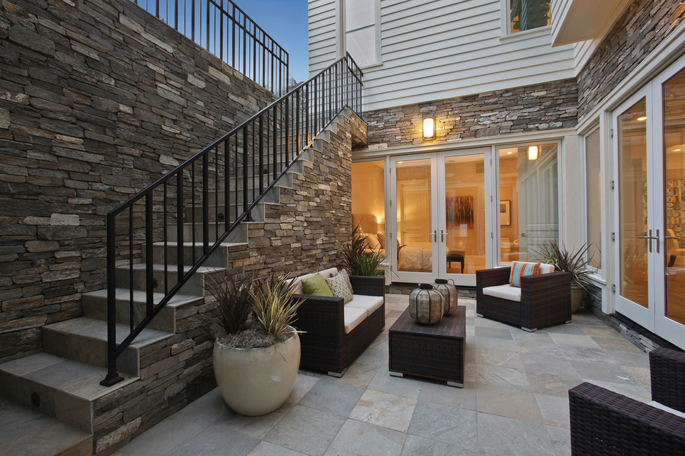Inspiration for a transitional courtyard patio in San Francisco with no cover.