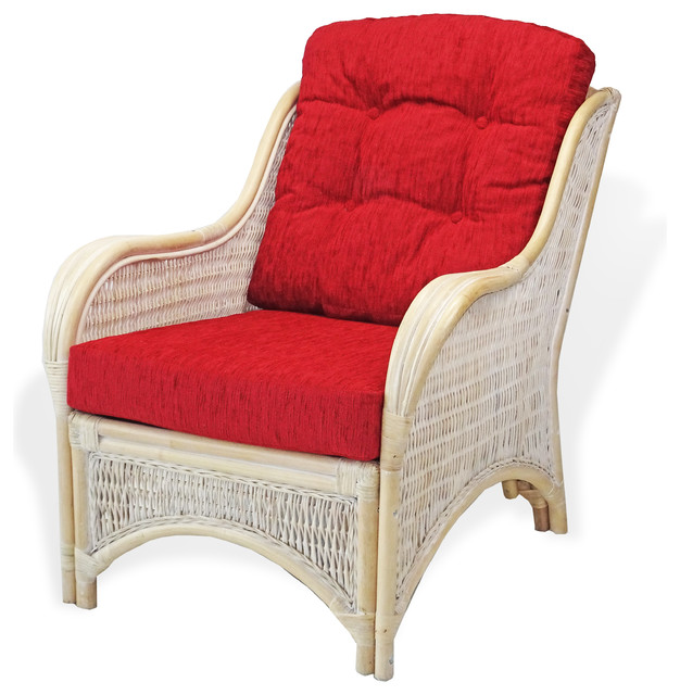 Jam Natural Rattan Wicker Handmade Chair White Wash color Tropical