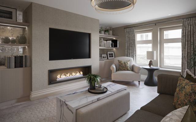 Beautiful view of Textured Living Apartment Design