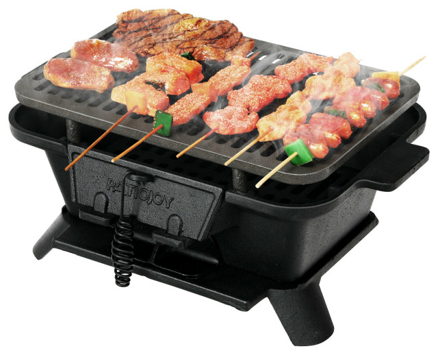 Costway Heavy Duty Cast Iron Charcoal Grill Tabletop BBQ Grill Stove