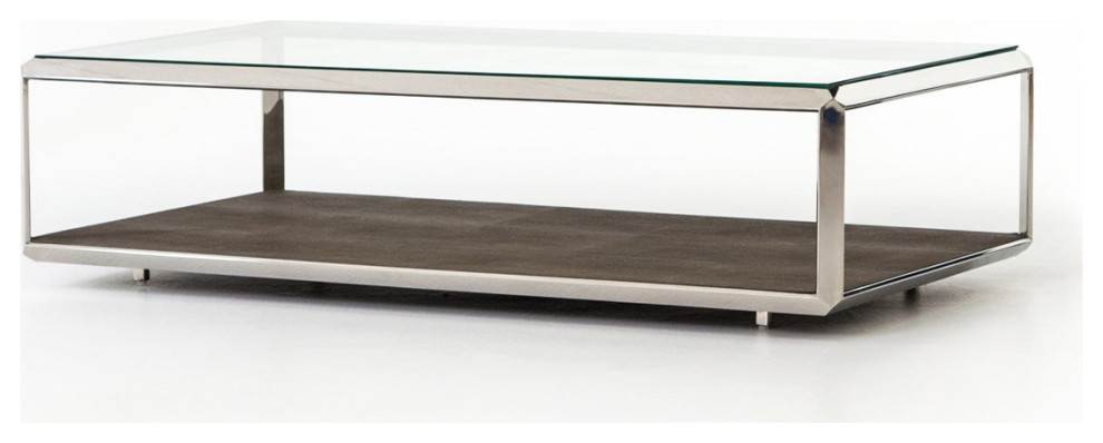 Shagreen Shadow Box Coffee Table,Stainless Steel