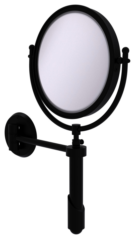 Soho Wall-Mount Make-Up Mirror, 8" Dia, 3X Magnification, Matte Black
