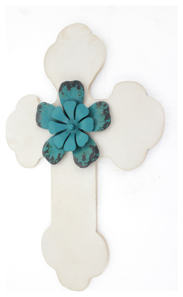 Rustic Wooden Cross Wall Decor, White - Farmhouse - Wall Accents - by
