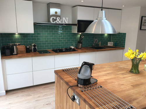 Oak And White Kitchen Wall Floor Help Regarding Flooring We Were Initially Thinking Of A Dark Grey Black Slate Effect Ceramic Tile Or Lvt However Lot Kitchen With Wood Countertops Tend To