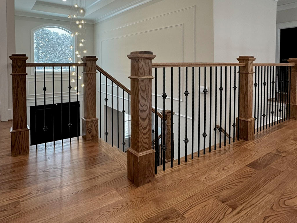 117_Distinct Oak Staircase with Iron Balusters & Oak Rail Profile, Chantilly VA
