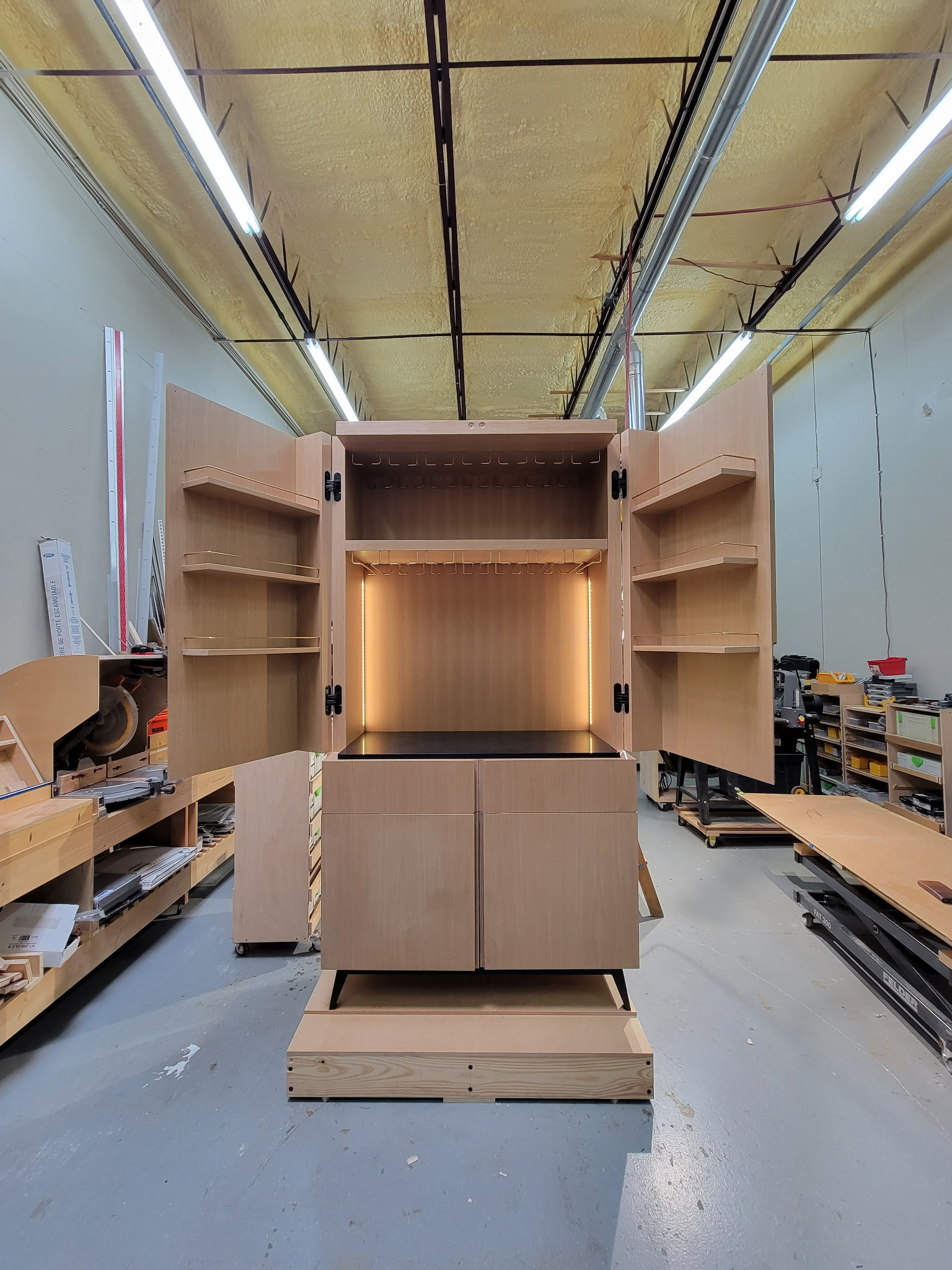CUSTOM MODERN GLASSWARE CABINET
