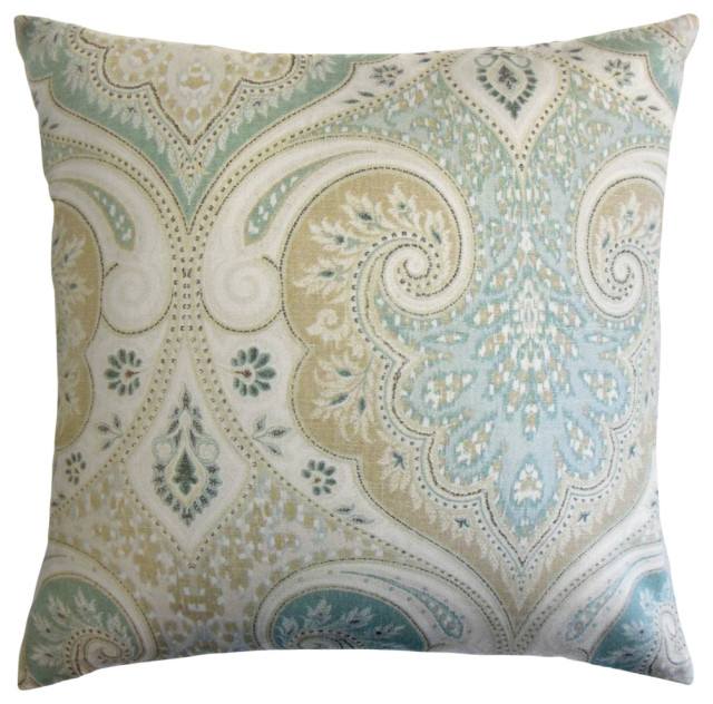 The Pillow Collection Aqua Salisbury Throw Pillow, 20" x 20