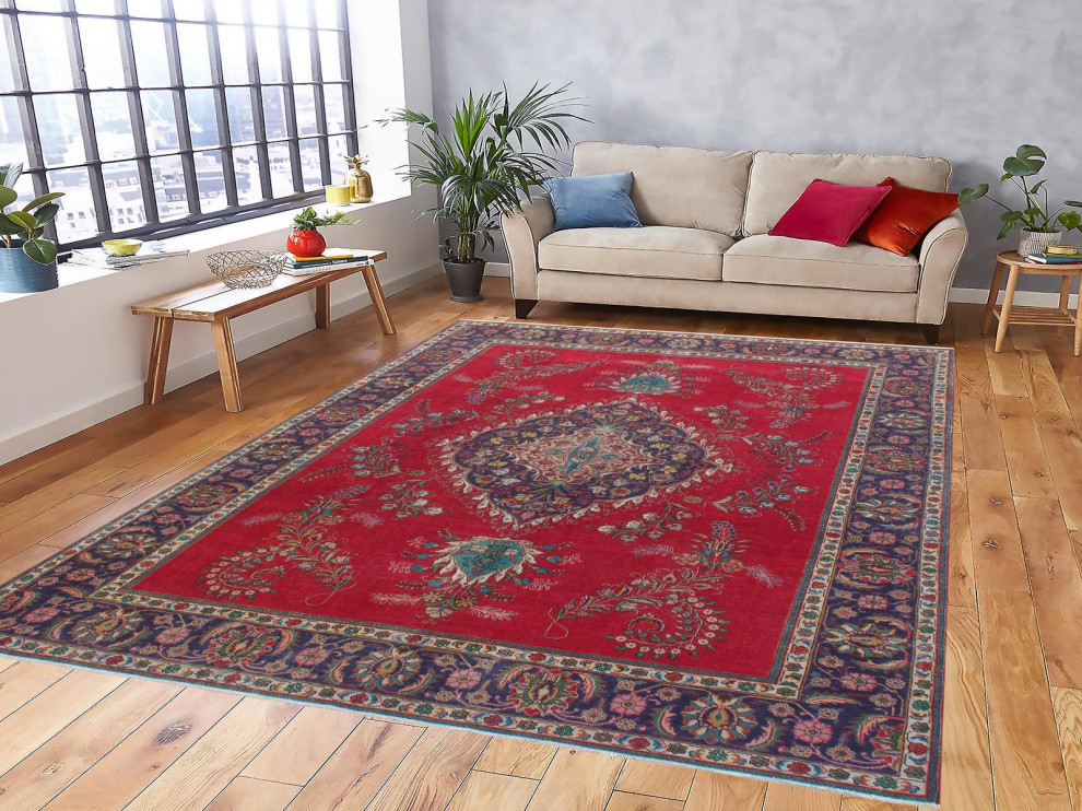 Vintage Antique Persian Tabriz Burgess Wool Rug Traditional Area