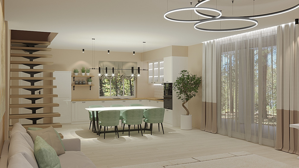 Кухня гостиная в частном доме