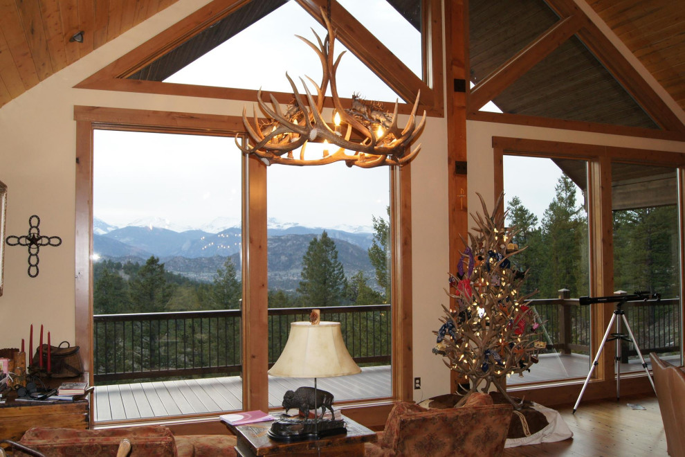 Custom Mt Eolus Elk Chandelier with bronze sculptures and Antler Tree