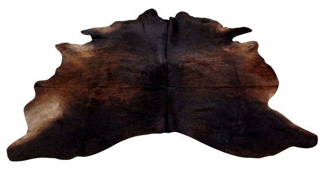 Used Genuine Cowhide Rug in Chocolate Brown