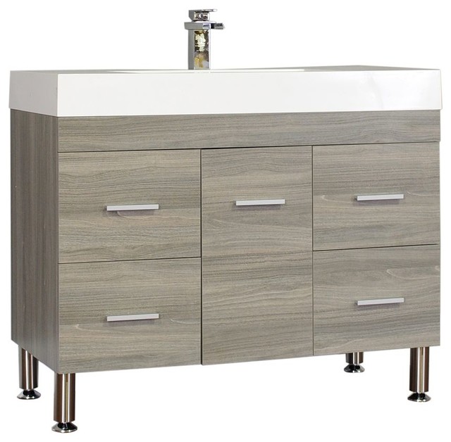 Greenville 39" Single Modern Bathroom Vanity in Gray With Mirror