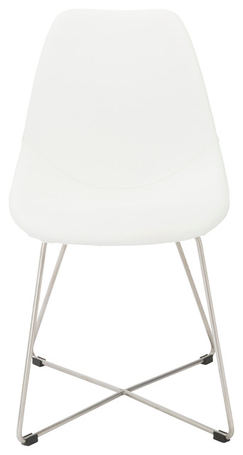Euro Style Anahita Collection Side Chair in White Polyurethane/Brushed Stainless