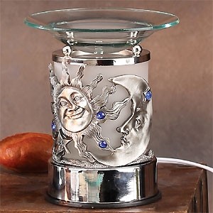 Electric Oil Burner with Pewter Celestial Decor and Touch Dimmer