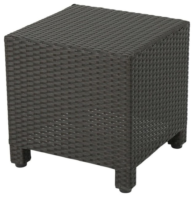 Gdf Studio Pueblo Outdoor Dark Brown Wicker Side Table