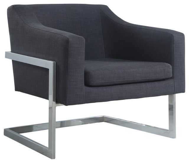Modern Living Room Chrome Gray Fabric Accent Chair Contemporary Armchairs And Chairs By Furniture Import Export Inc Houzz Modern Living Room Chrome Gray Fabric, Gray Arm Chair