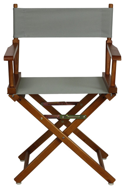 18" Director's Chair With Honey Oak Frame, Gray Canvas