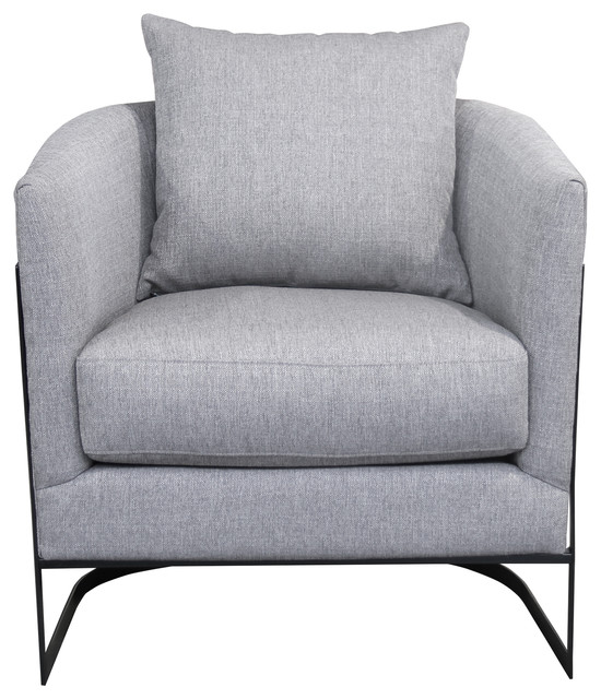 Natalya Accent Chair With Black Iron Finish Gray Fabric