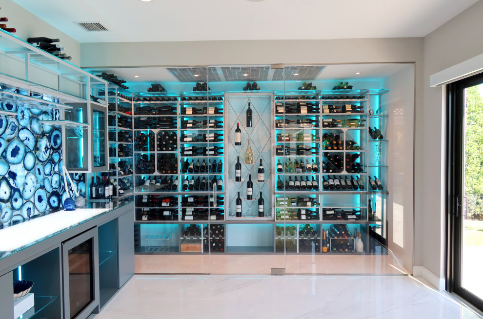 Parkland Wine Room and Bar Area Modern Wine Cellar Miami by