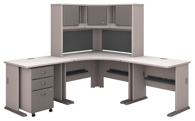 Series A 84 X84 Corner Desk With Hutch And Mobile File Cabinet