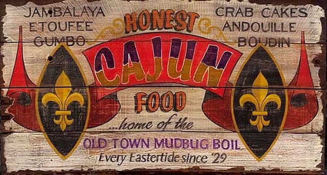 Vintage Cajun Restaurant Sign Large Rustic Primitive Wood Signs, 20x30