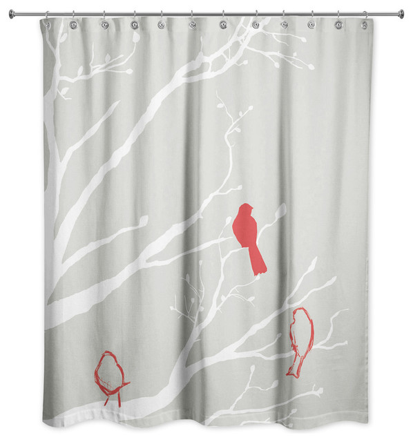 Winter Cardinals 71x74 Shower Curtain Contemporary Shower Curtains