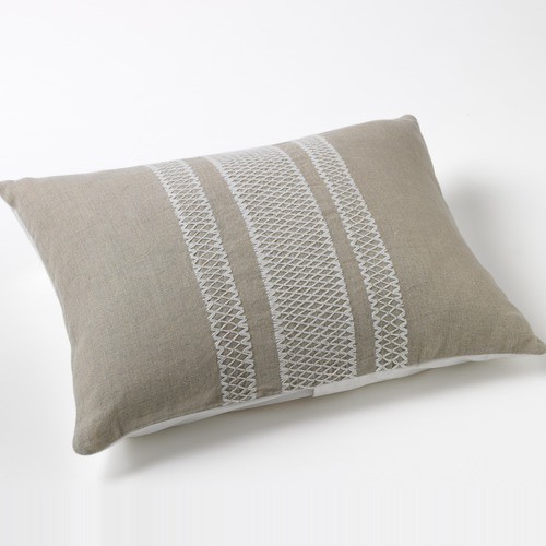 Labyrinth Embroidered Natural Linen Decorative Pillow