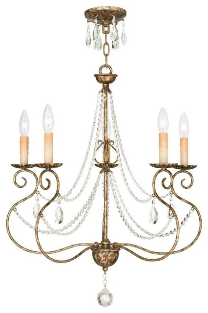 5 Light Chandelier in French Country Style - 24 Inches wide by 28.5 Inches high