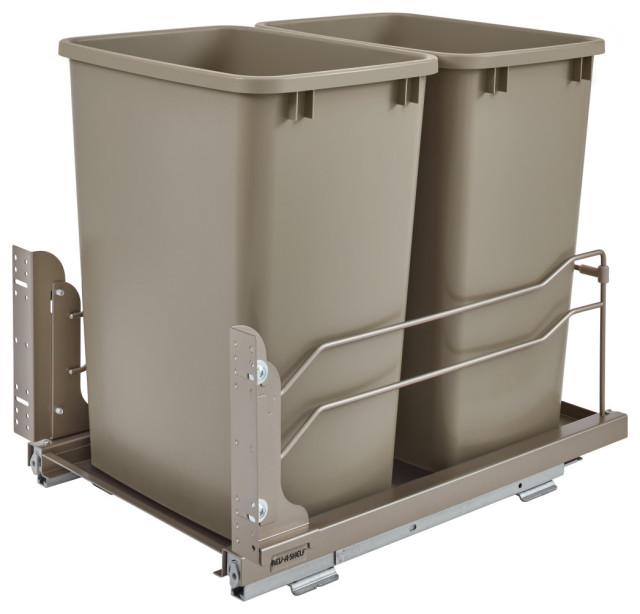 Double 35 Quart Pullout Waste Container SoftClose Transitional