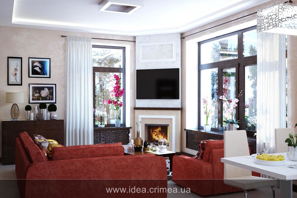 Contemporary kitchen living room for a young family