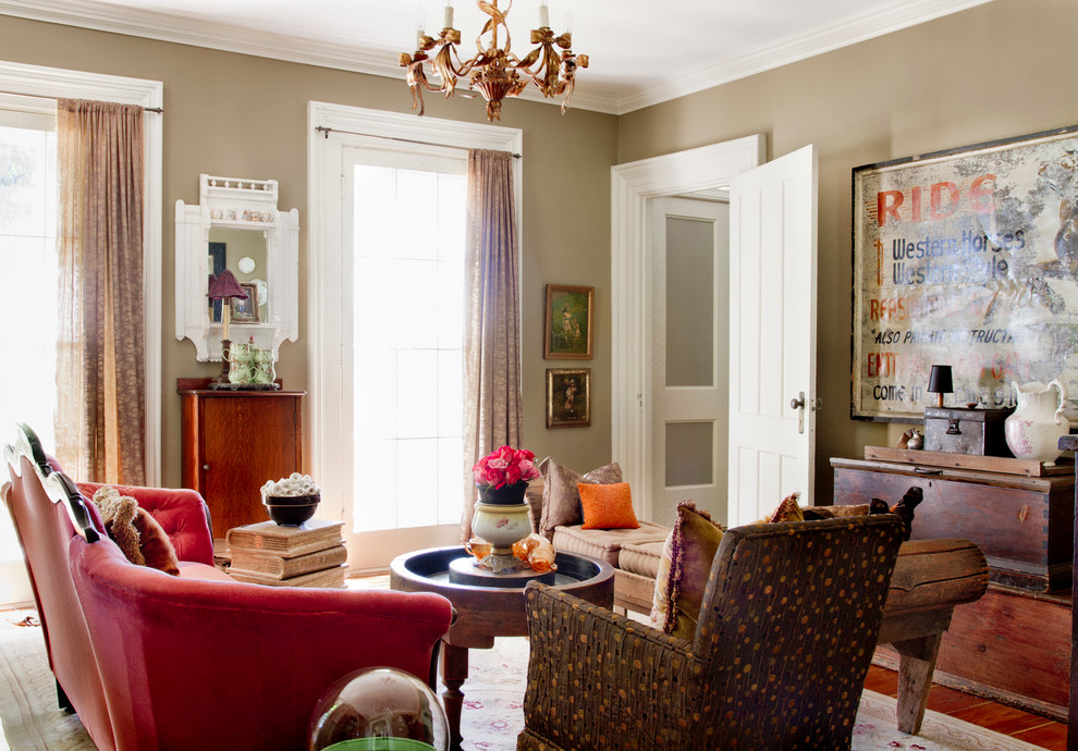 Inspiration for a country family room in New York.