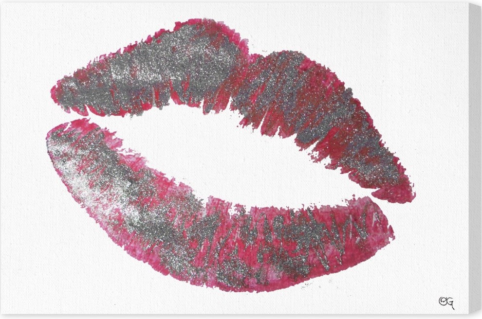 Pink Glitter Lips Wall Art