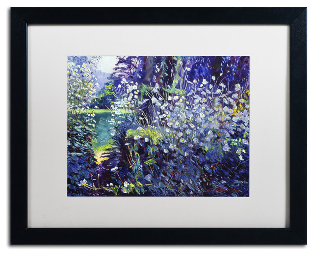 Glover 'Tangled White Flowers' Art, Black Frame, 16"x20", White Matte