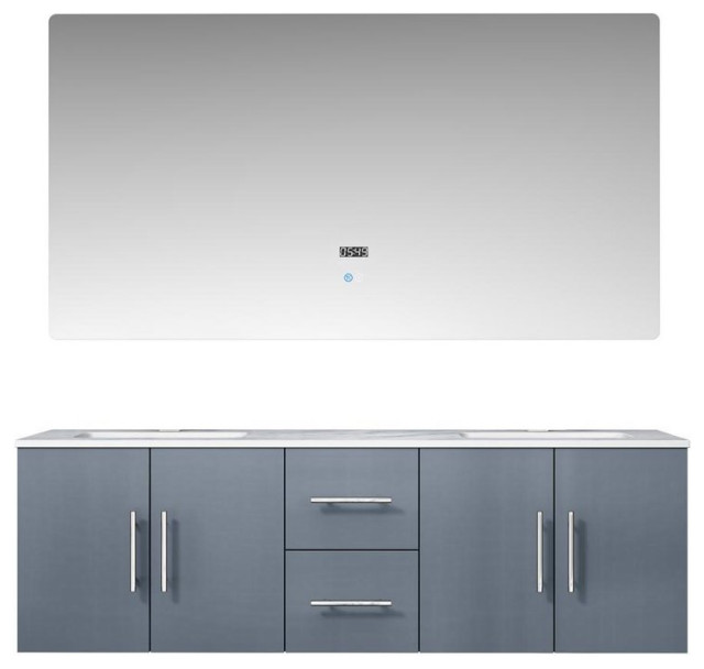 Geneva 60" Dark Grey Double Vanity Modern Bathroom Vanities And