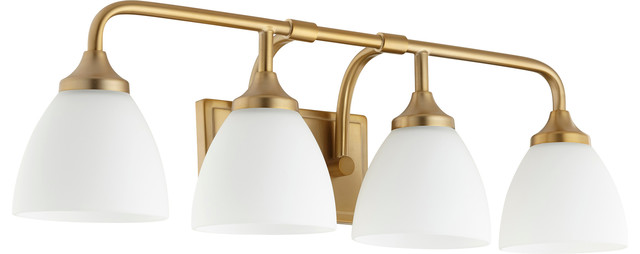 Enclave 4-Light Vanity Fixture, Aged Brass